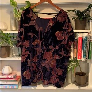 Velvet and chiffon top